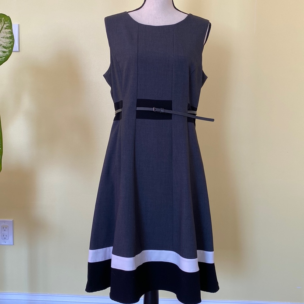 Calvin Klein Dress Size 2 (fits size 8 see details), office, work, Grey w/black